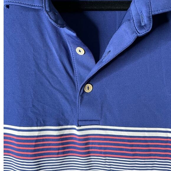 Peter Millar Blue Stripe Summer Comfort Polo Shirt Size Large - Picture 6 of 6
